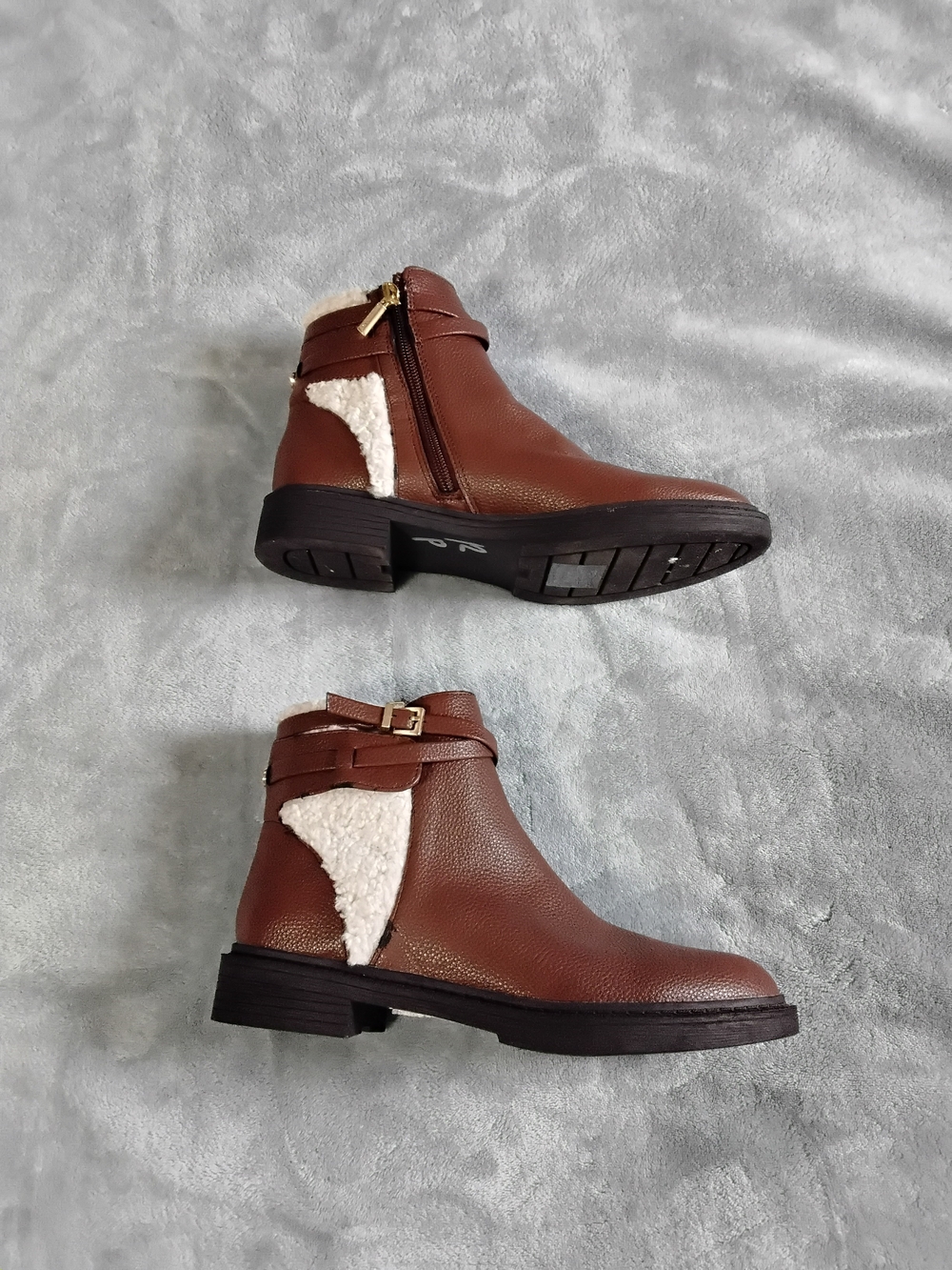 Kenneth Cole Reaction Brown Faux-Shearling Ankle Booties